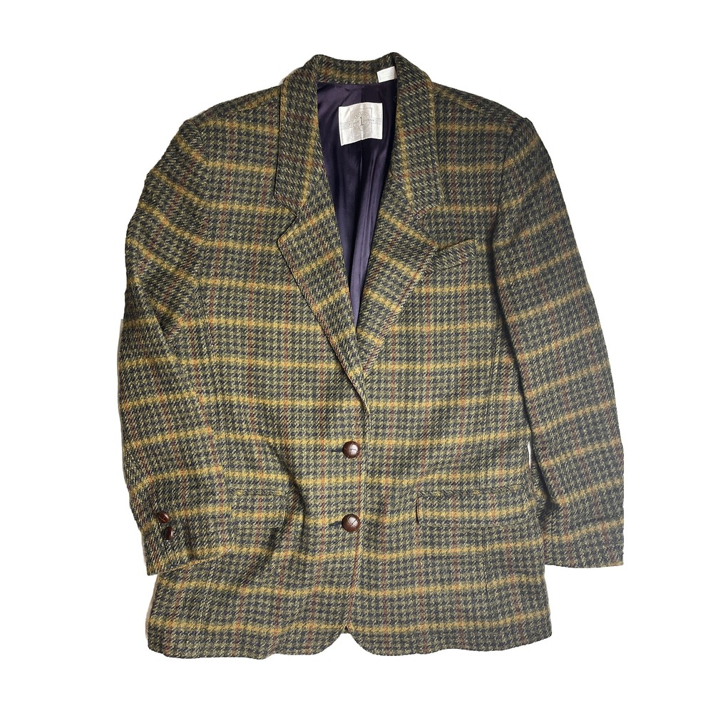 First Issue American Design Womens Plaid Blazer Jacket Shetland Wool Size 12